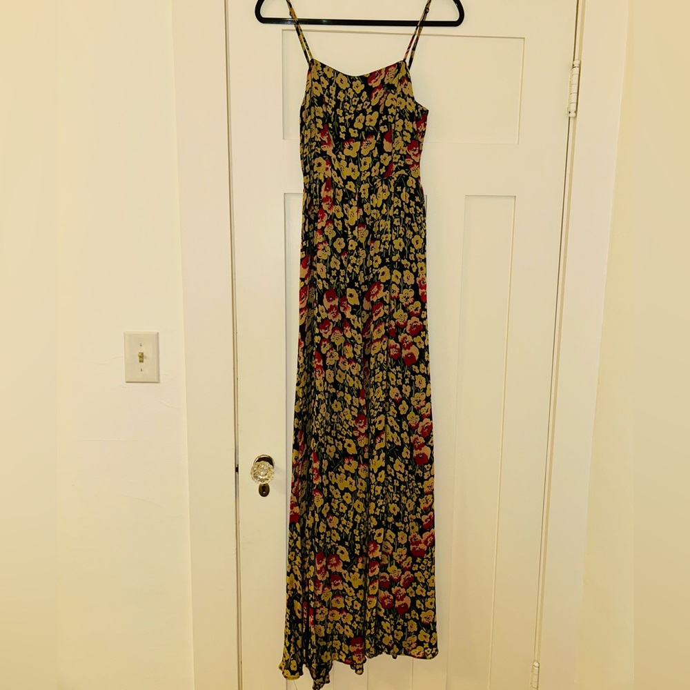 Reformation Black and Red Floral Maxi Dress
